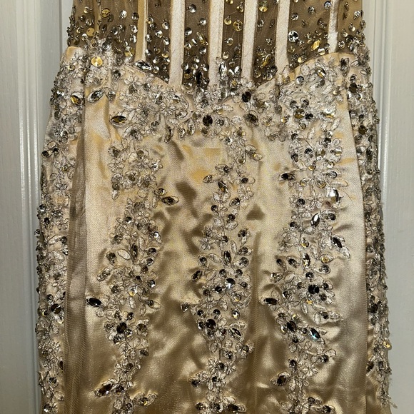 Jovani Strapless Beaded Champagne Mermaid Gown *Prom *Bridal - Picture 3 of 13